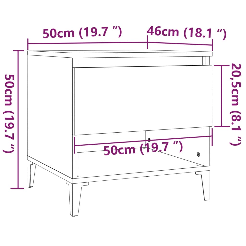 2 db fekete szerelt fa kisasztal 50 x 46 x 50 cm