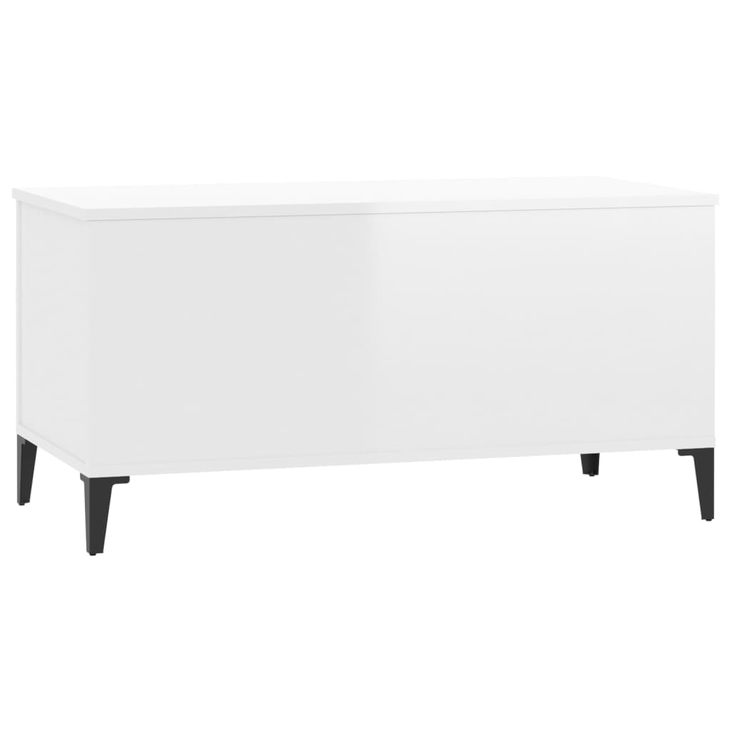 Magasfényű fehér szerelt fa dohányzóasztal 90x44,5x45 cm Magasfényű fehér szerelt fa dohányzóasztal 90x44,5x45 cm