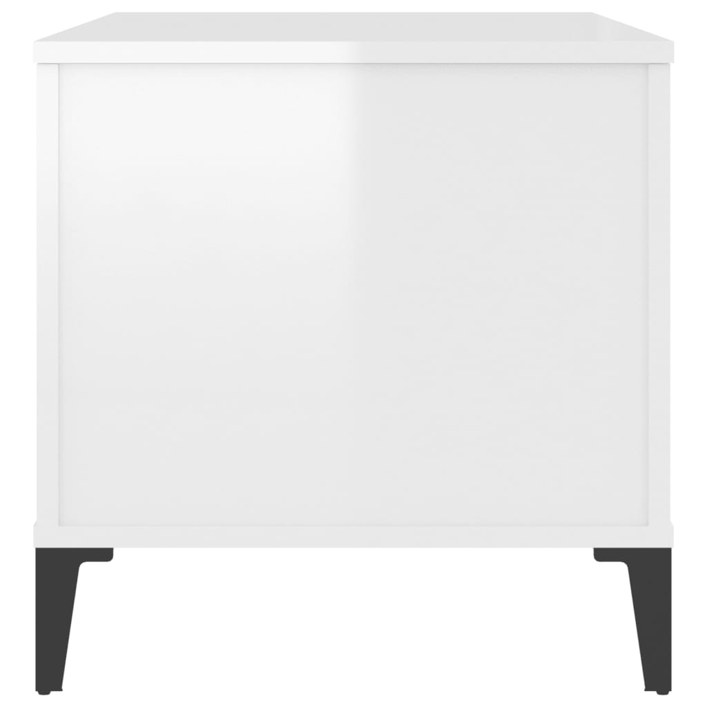 Magasfényű fehér szerelt fa dohányzóasztal 90x44,5x45 cm Magasfényű fehér szerelt fa dohányzóasztal 90x44,5x45 cm