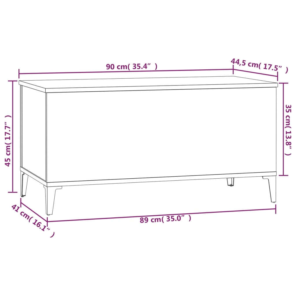 Magasfényű fehér szerelt fa dohányzóasztal 90x44,5x45 cm Magasfényű fehér szerelt fa dohányzóasztal 90x44,5x45 cm