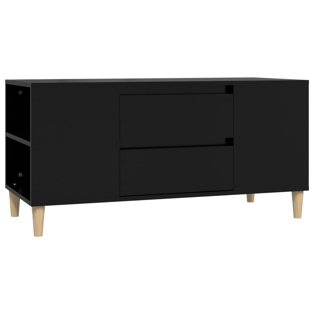 Fekete szerelt fa tv-szekrény 102x44,5x50 cm Fekete szerelt fa tv-szekrény 102x44,5x50 cm