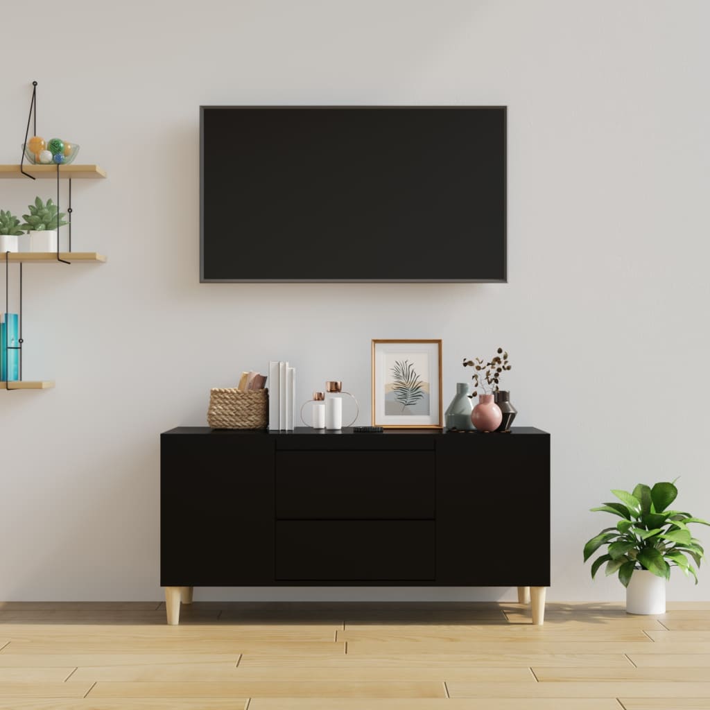 Fekete szerelt fa tv-szekrény 102x44,5x50 cm Fekete szerelt fa tv-szekrény 102x44,5x50 cm