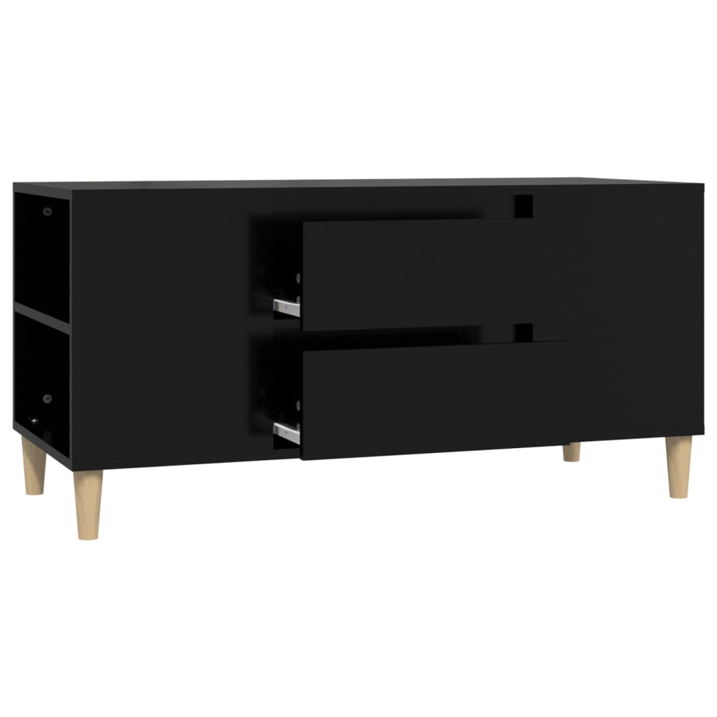 Fekete szerelt fa tv-szekrény 102x44,5x50 cm Fekete szerelt fa tv-szekrény 102x44,5x50 cm