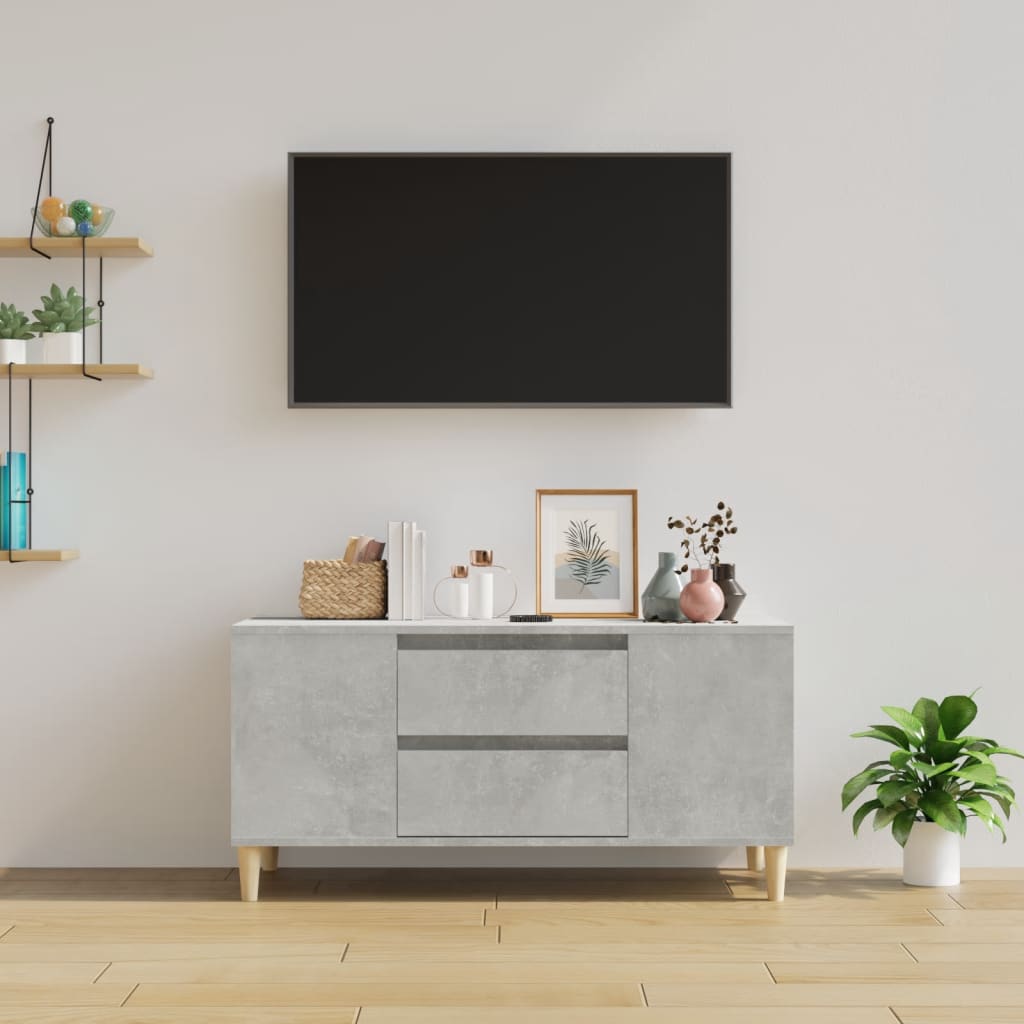 Betonszürke szerelt fa tv-szekrény 102 x 44,5 x 50 cm Betonszürke szerelt fa tv-szekrény 102 x 44,5 x 50 cm