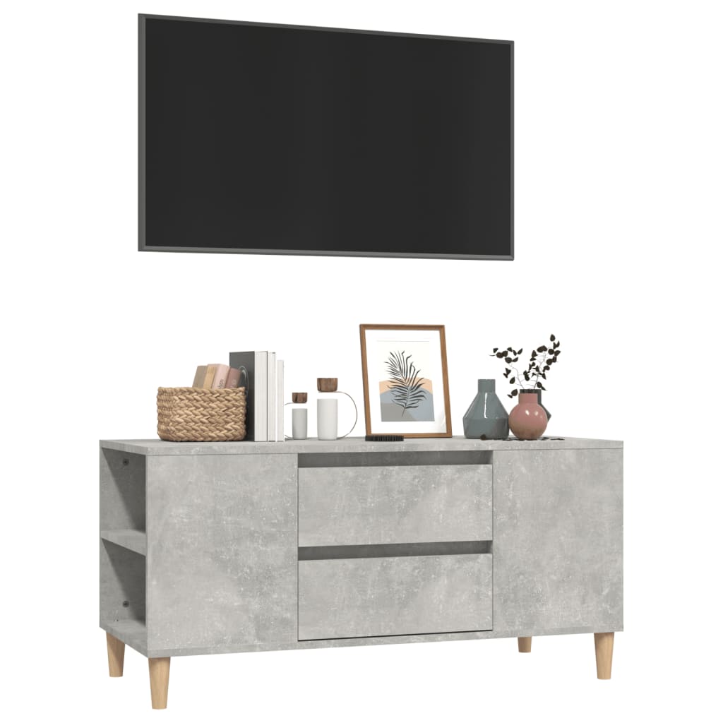 Betonszürke szerelt fa tv-szekrény 102 x 44,5 x 50 cm Betonszürke szerelt fa tv-szekrény 102 x 44,5 x 50 cm