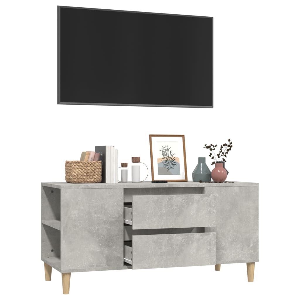 Betonszürke szerelt fa tv-szekrény 102 x 44,5 x 50 cm Betonszürke szerelt fa tv-szekrény 102 x 44,5 x 50 cm