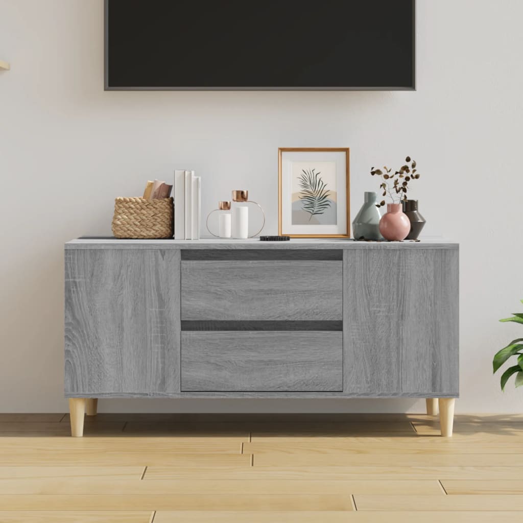 Szürke sonoma színű szerelt fa tv-szekrény 102x44,5x50 cm Szürke sonoma színű szerelt fa tv-szekrény 102x44,5x50 cm