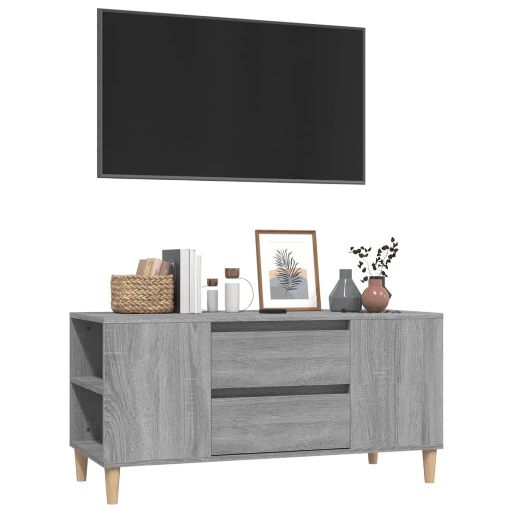 Szürke sonoma színű szerelt fa tv-szekrény 102x44,5x50 cm Szürke sonoma színű szerelt fa tv-szekrény 102x44,5x50 cm