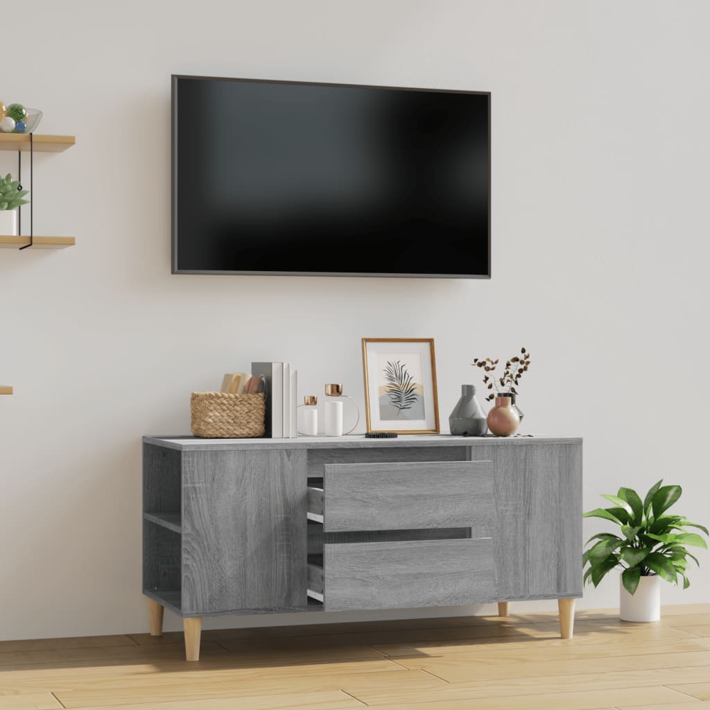 Szürke sonoma színű szerelt fa tv-szekrény 102x44,5x50 cm Szürke sonoma színű szerelt fa tv-szekrény 102x44,5x50 cm