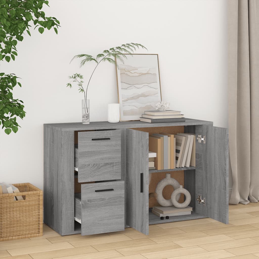 Szürke sonoma színű szerelt fa tálalószekrény 100x33x59,5 cm Szürke sonoma színű szerelt fa tálalószekrény 100x33x59,5 cm