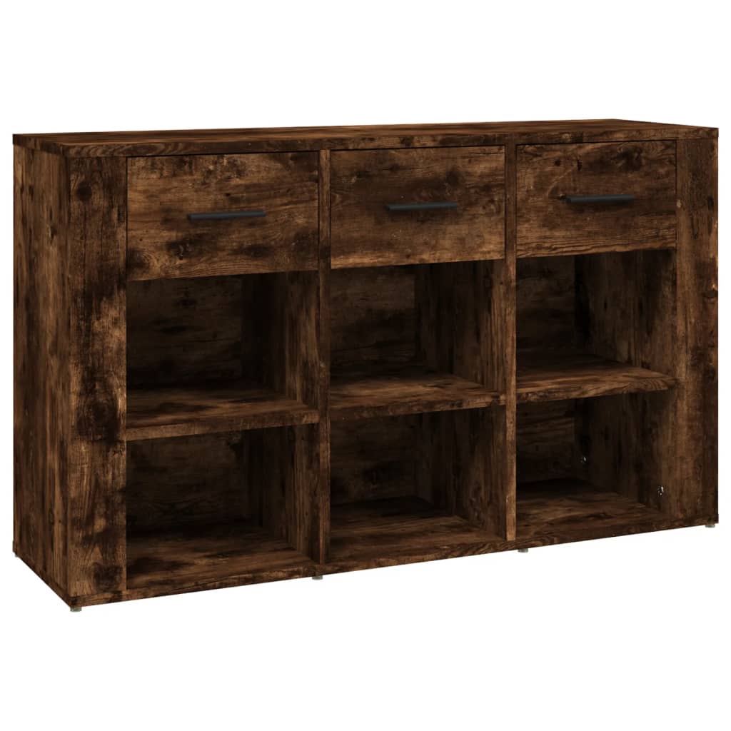 Füstös tölgyszínű szerelt fa tálalószekrény 100x30x59,5 cm