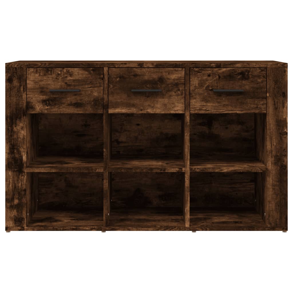 Füstös tölgyszínű szerelt fa tálalószekrény 100x30x59,5 cm