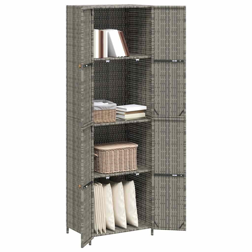 Szürke polyrattan kerti tárolószekrény 59 x 40 x 180 cm