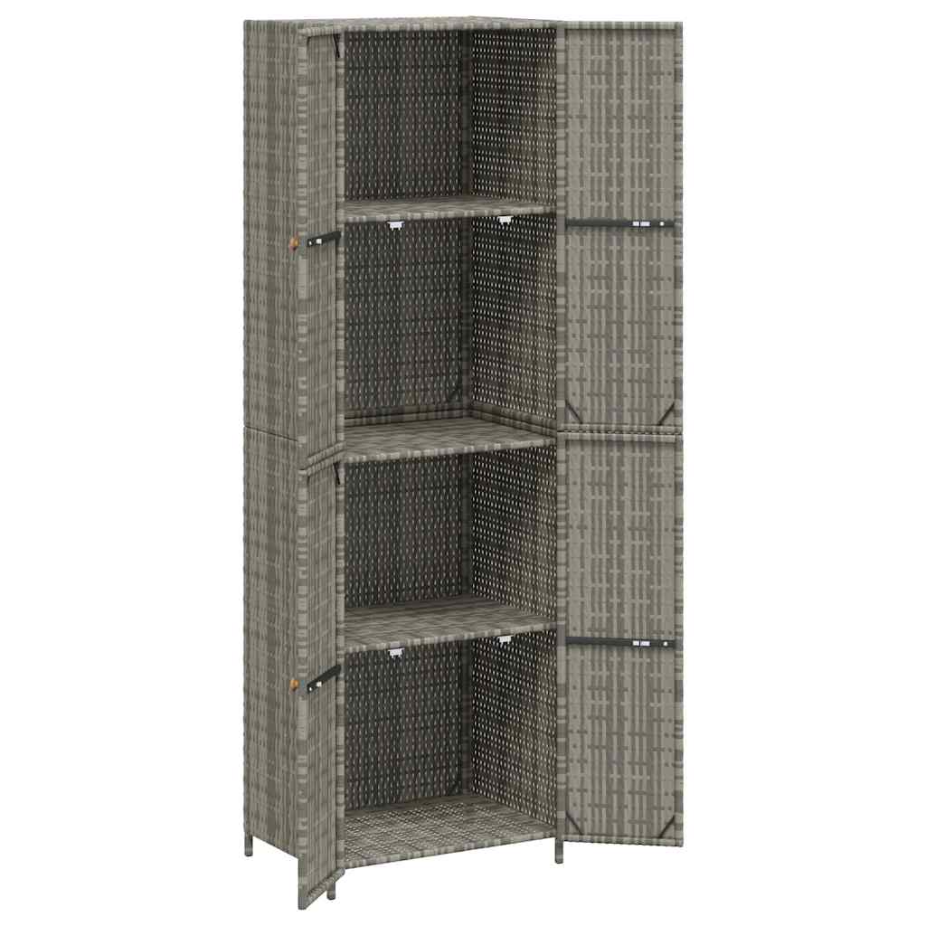 Szürke polyrattan kerti tárolószekrény 59 x 40 x 180 cm