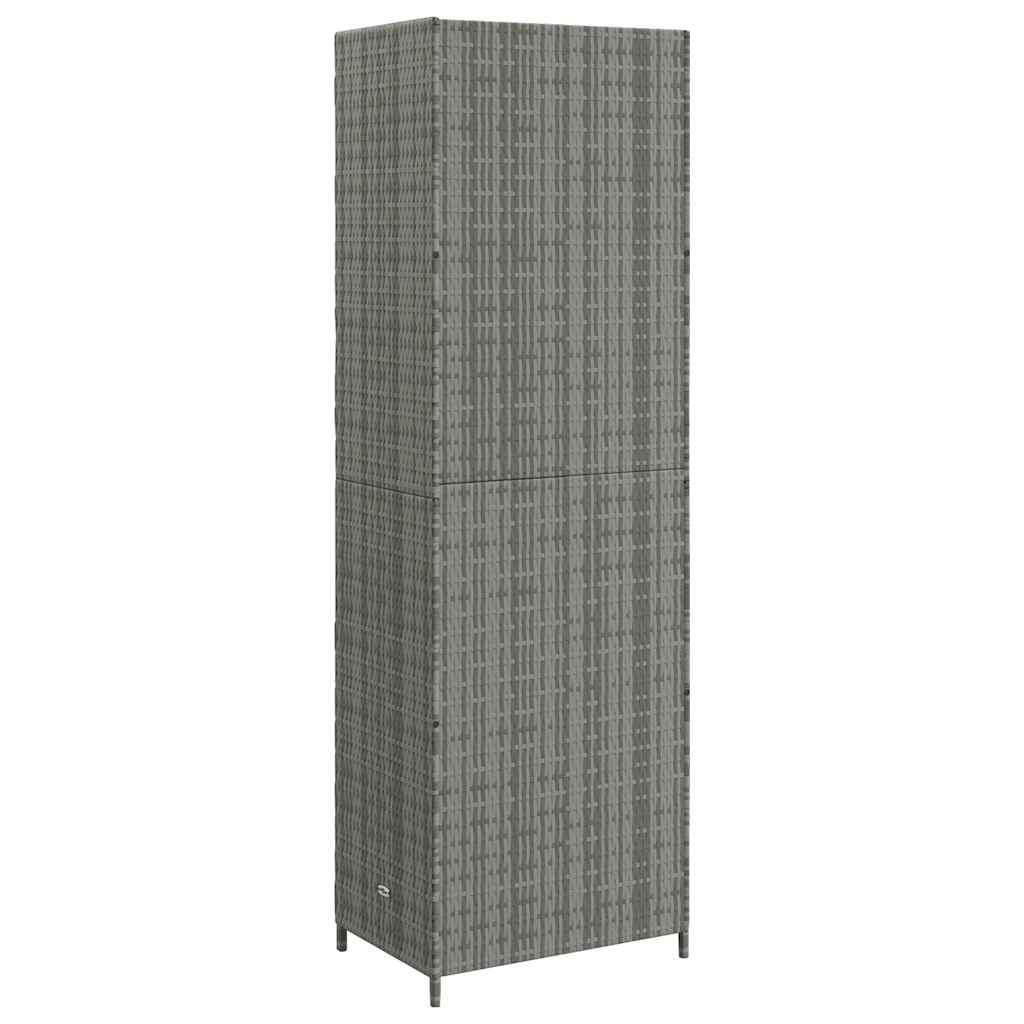Szürke polyrattan kerti tárolószekrény 59 x 40 x 180 cm