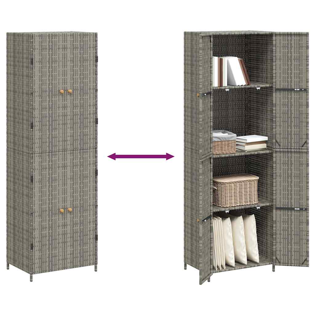 Szürke polyrattan kerti tárolószekrény 59 x 40 x 180 cm