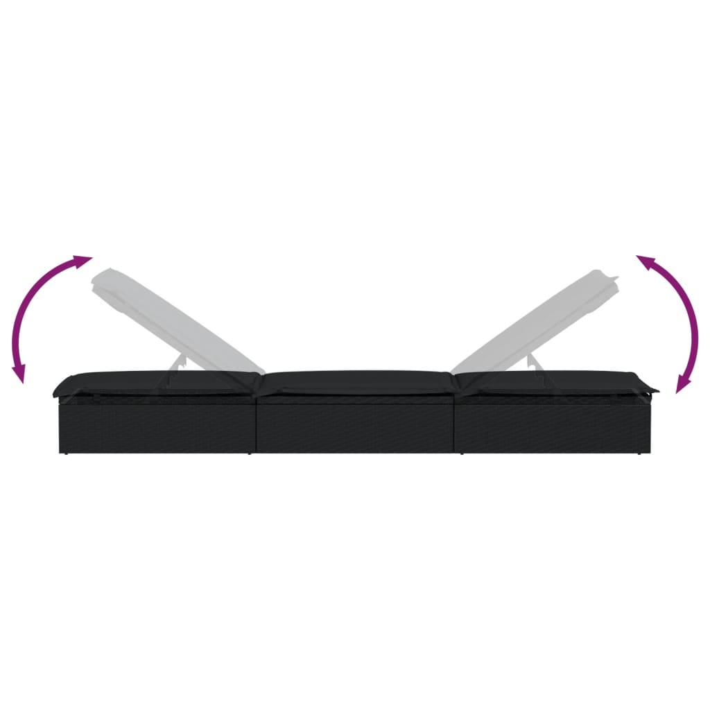 2 db fekete polyrattan napágy asztallal