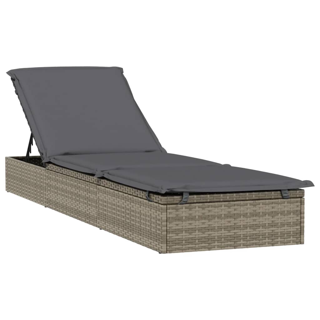 Szürke polyrattan napágy kerek tetővel 211 x 57 x 140 cm