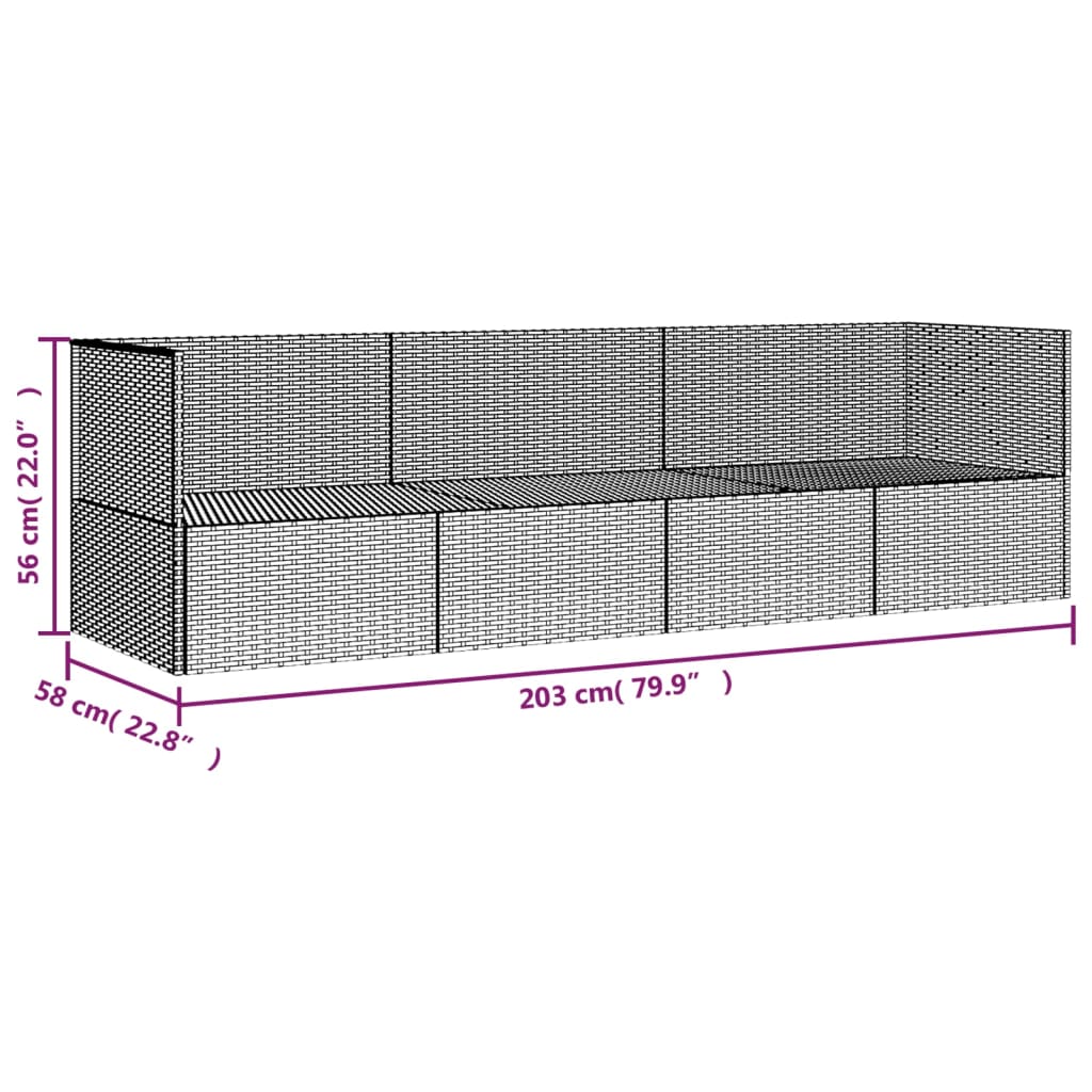Barna polyrattan kültéri társalgókanapé párnákkal