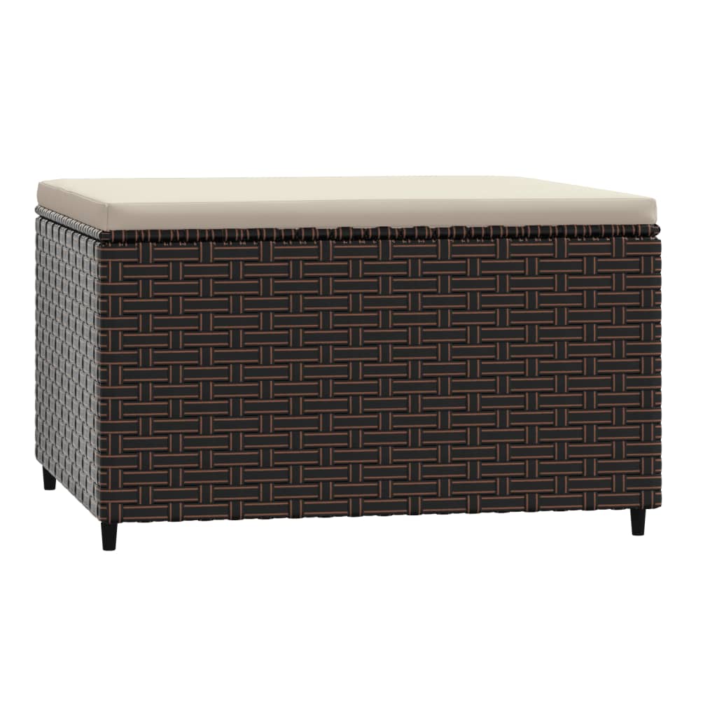 2 db barna polyrattan kerti lábtartó párnával
