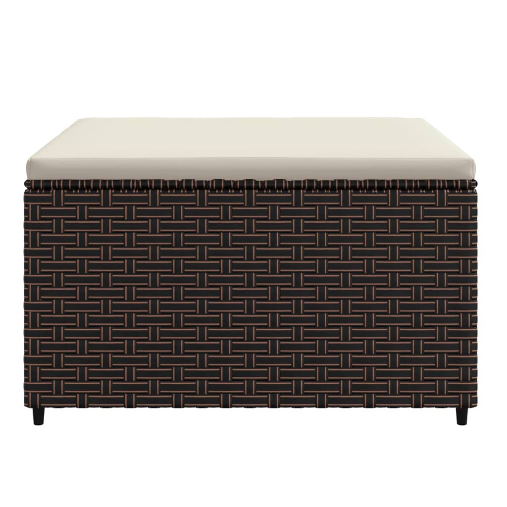 2 db barna polyrattan kerti lábtartó párnával