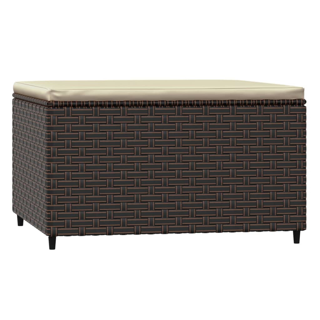2 db barna polyrattan kerti lábtartó párnával