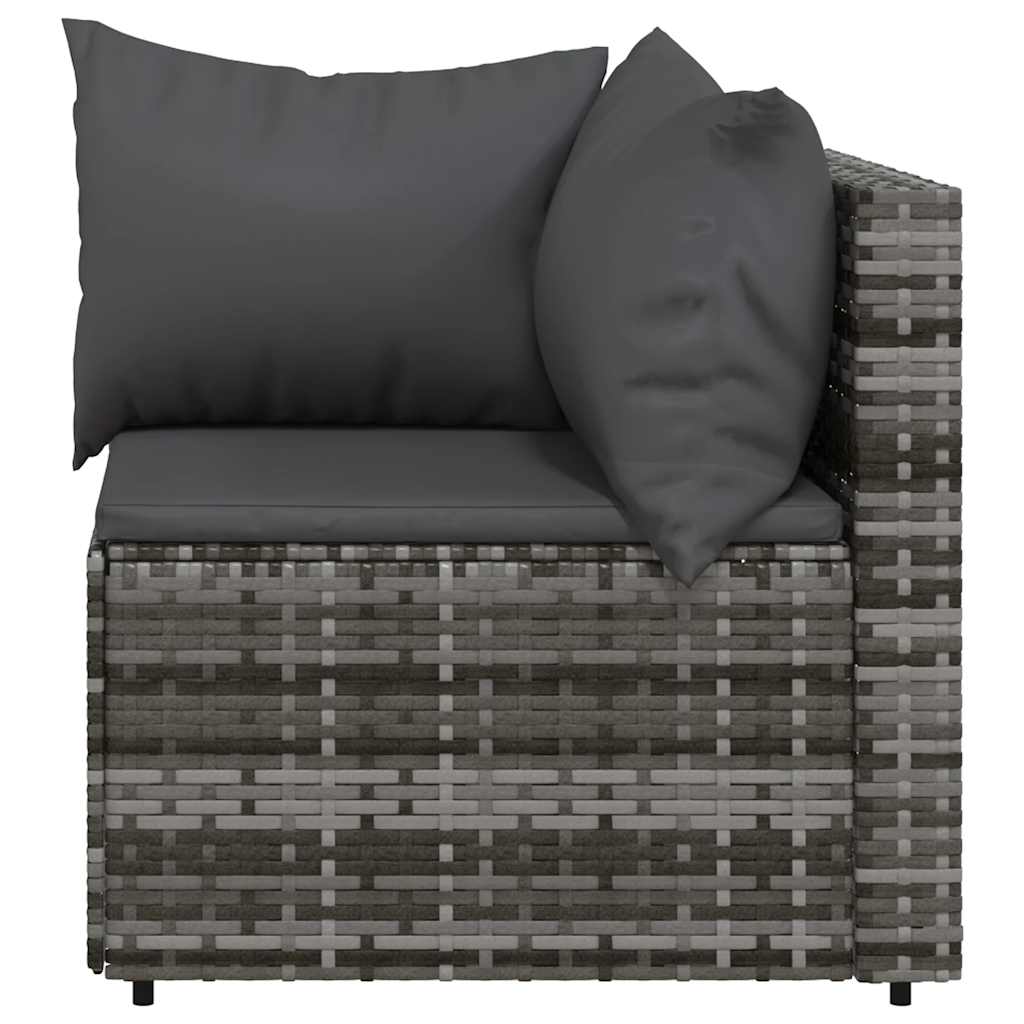 Szürke polyrattan kerti sarokkanapé párnákkal