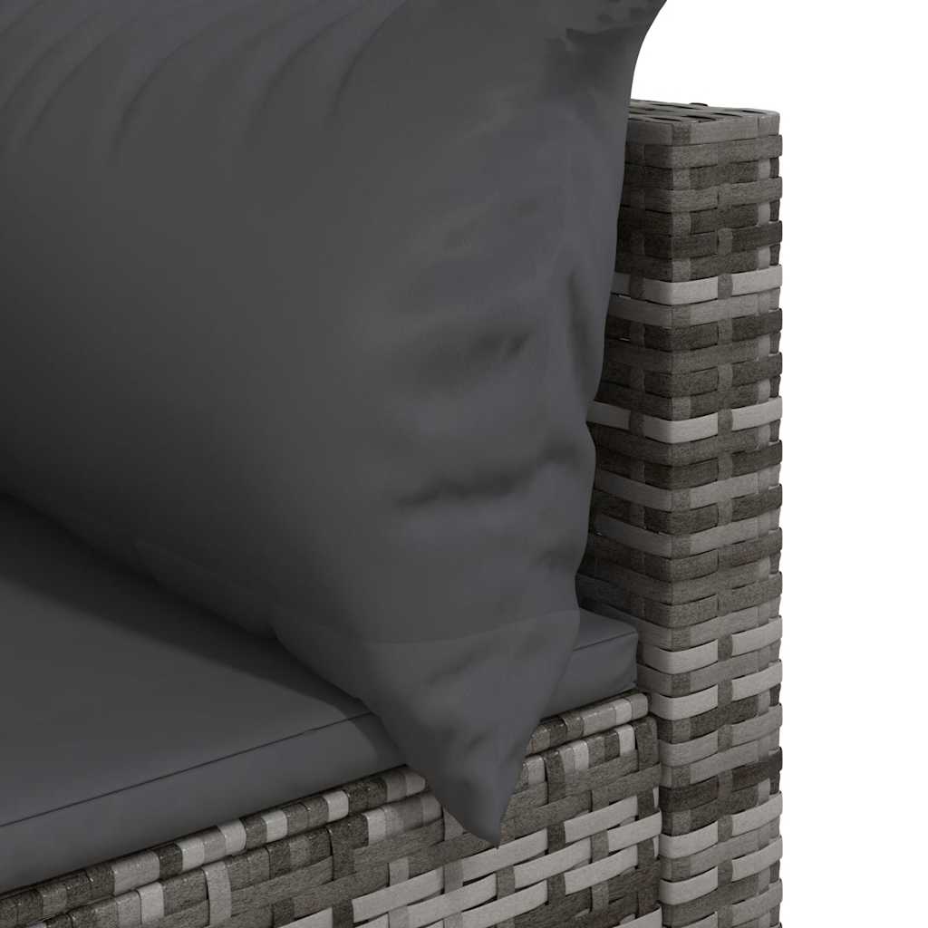 Szürke polyrattan kerti sarokkanapé párnákkal