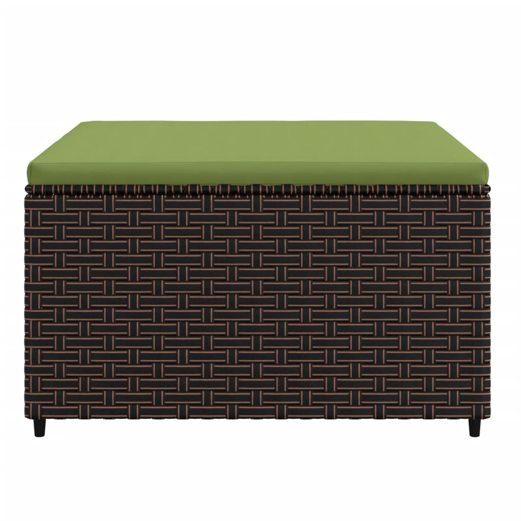 2 db barna polyrattan kerti lábtartó párnával