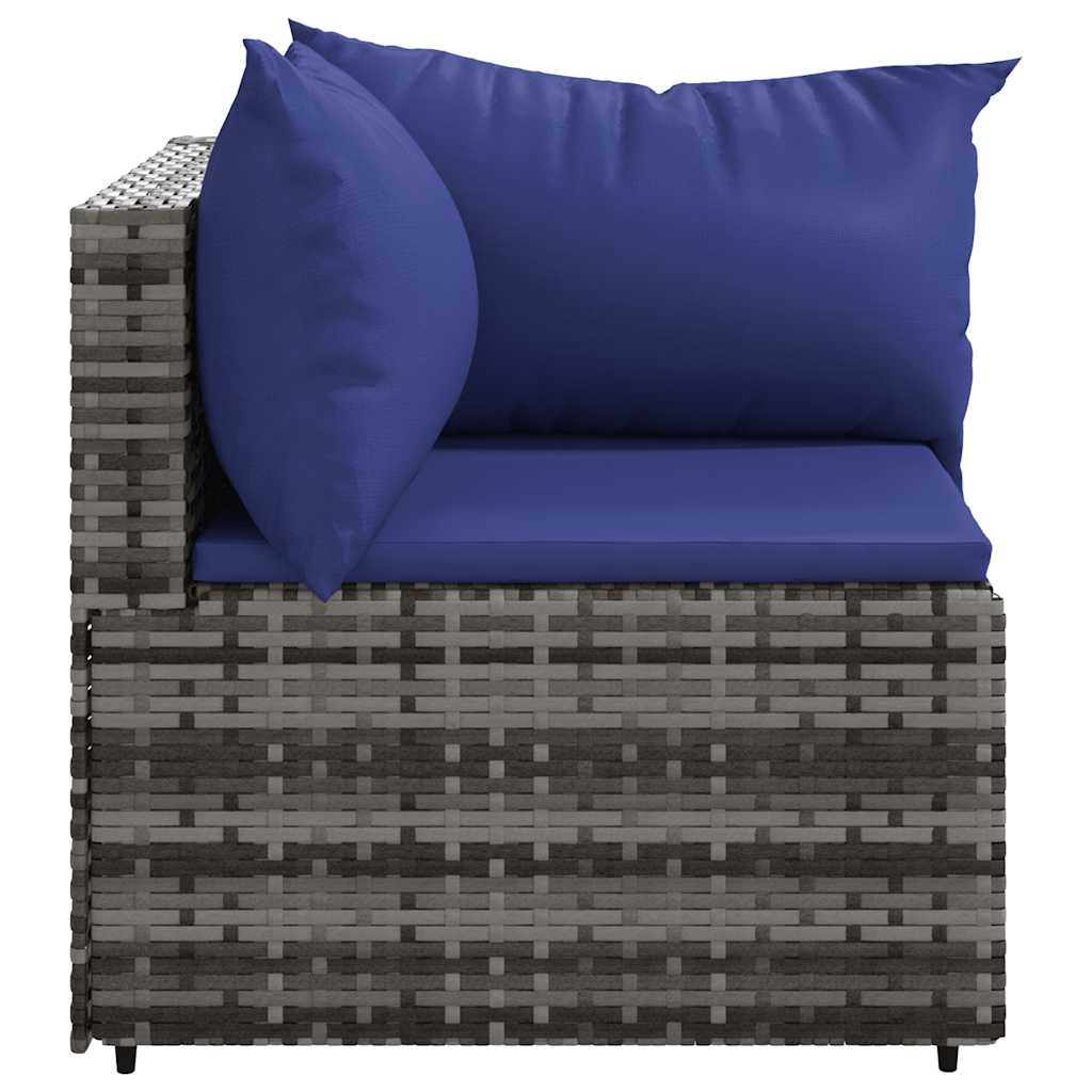 Szürke polyrattan kerti sarokkanapé párnákkal