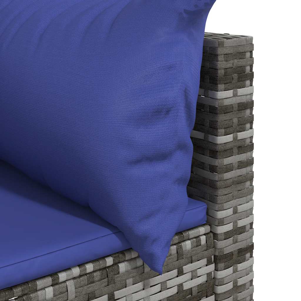 Szürke polyrattan kerti sarokkanapé párnákkal