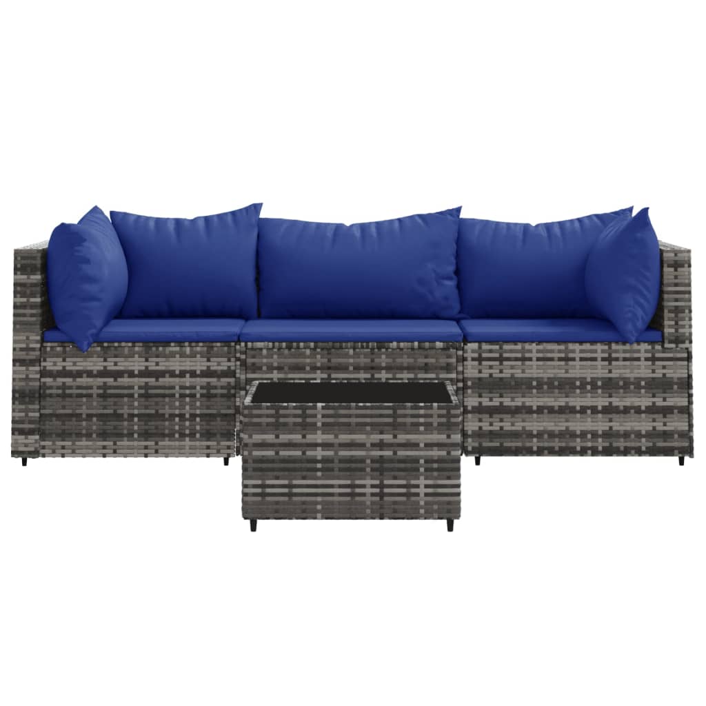 4 részes szürke polyrattan kerti ülőgarnitúra párnákkal 4 részes szürke polyrattan kerti ülőgarnitúra párnákkal