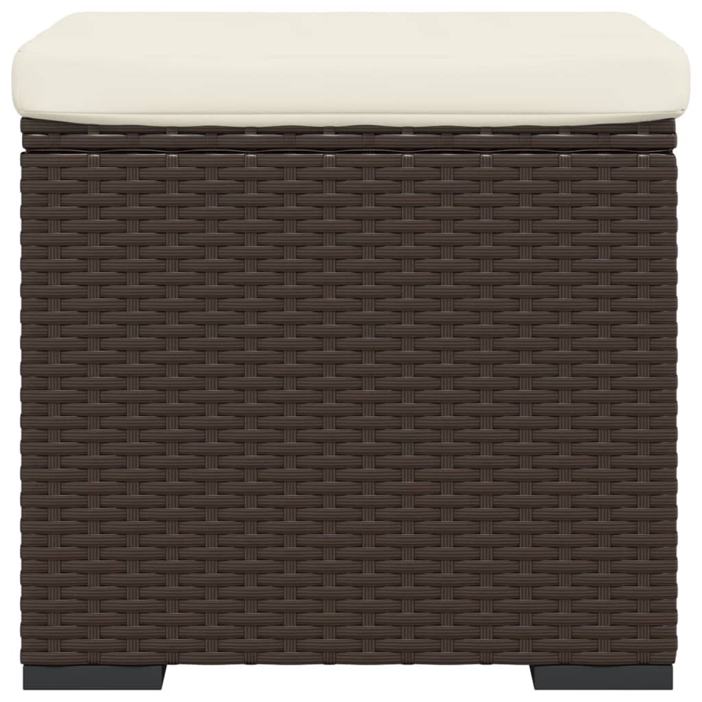 2 db barna polyrattan zsámoly párnákkal 40 x 30 x 40 cm