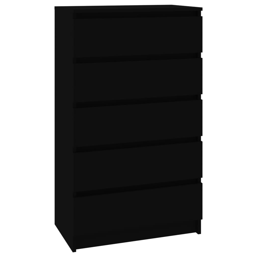 Fekete szerelt fa fiókos szekrény 60 x 36 x 103 cm Fekete szerelt fa fiókos szekrény 60 x 36 x 103 cm