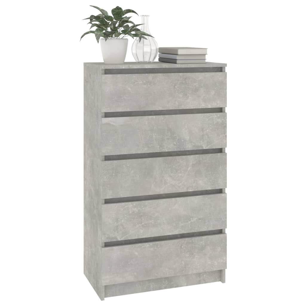 Betonszürke szerelt fa fiókos szekrény 60 x 36 x 103 cm Betonszürke szerelt fa fiókos szekrény 60 x 36 x 103 cm
