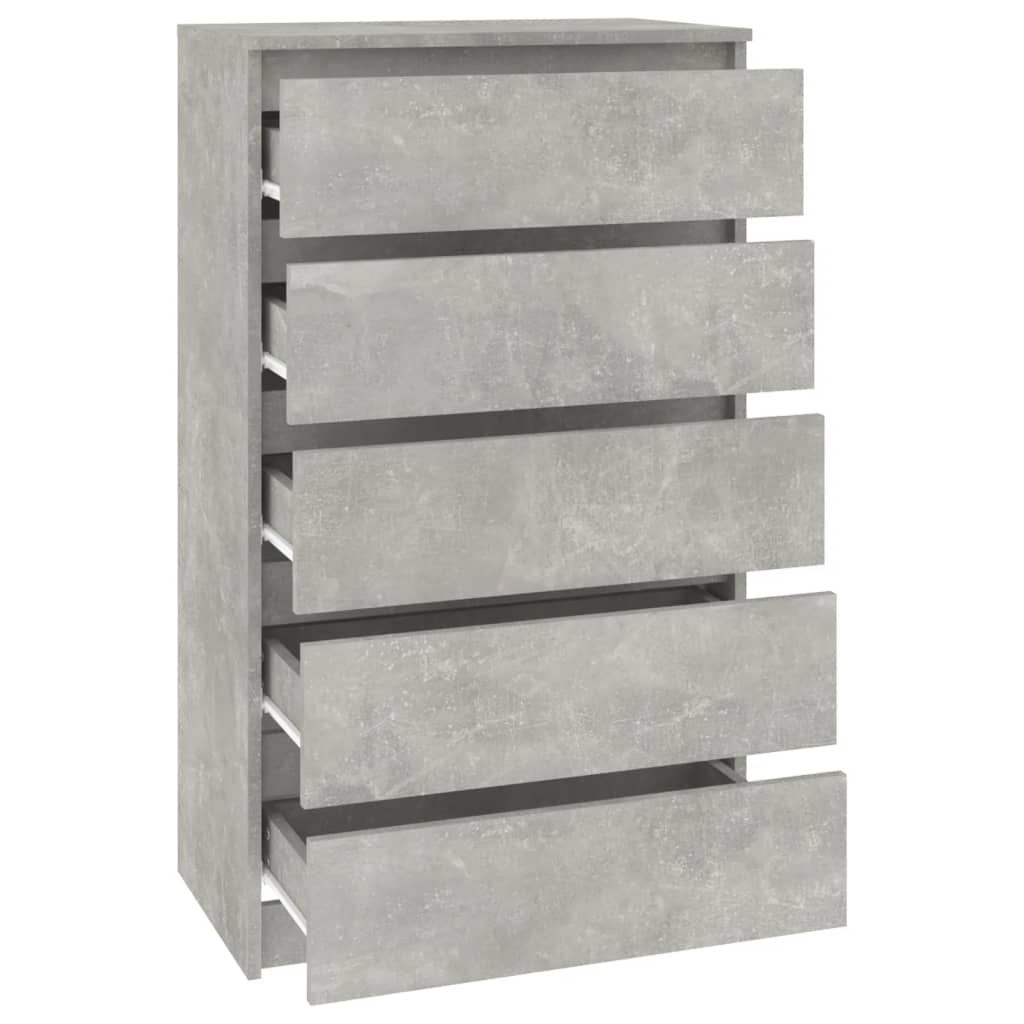 Betonszürke szerelt fa fiókos szekrény 60 x 36 x 103 cm Betonszürke szerelt fa fiókos szekrény 60 x 36 x 103 cm
