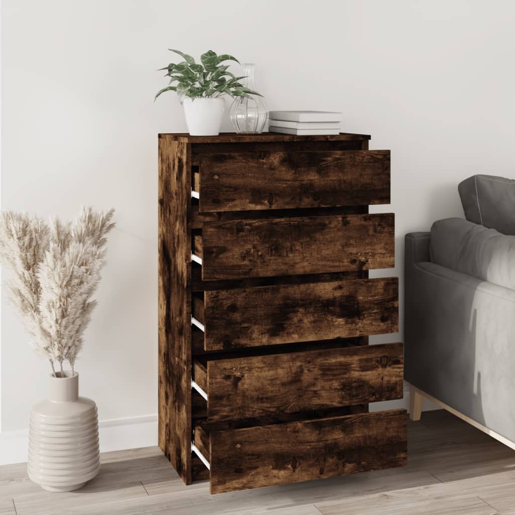 Füstös tölgy szerelt fa fiókos szekrény 60 x 36 x 103 cm Füstös tölgy szerelt fa fiókos szekrény 60 x 36 x 103 cm