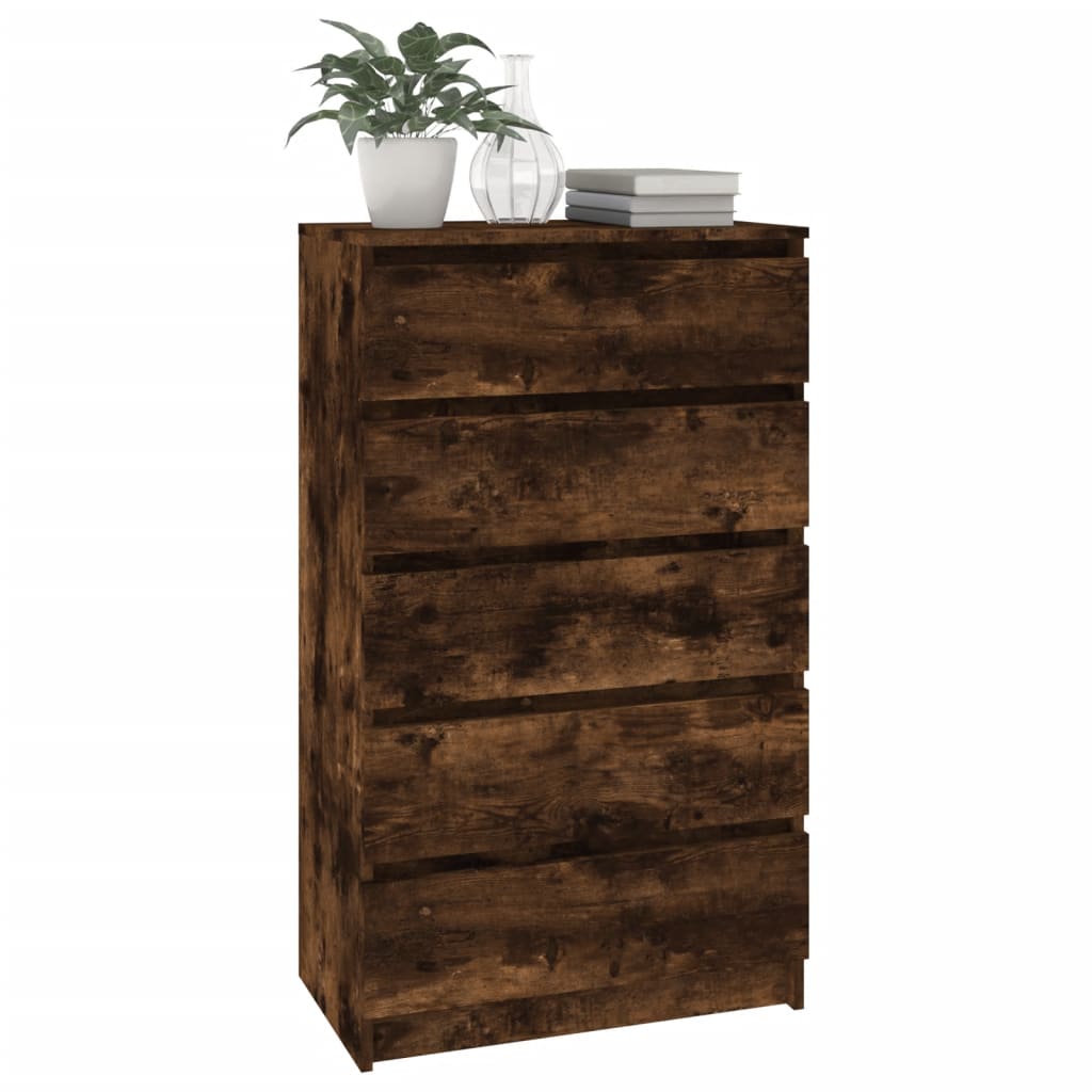 Füstös tölgy szerelt fa fiókos szekrény 60 x 36 x 103 cm Füstös tölgy szerelt fa fiókos szekrény 60 x 36 x 103 cm