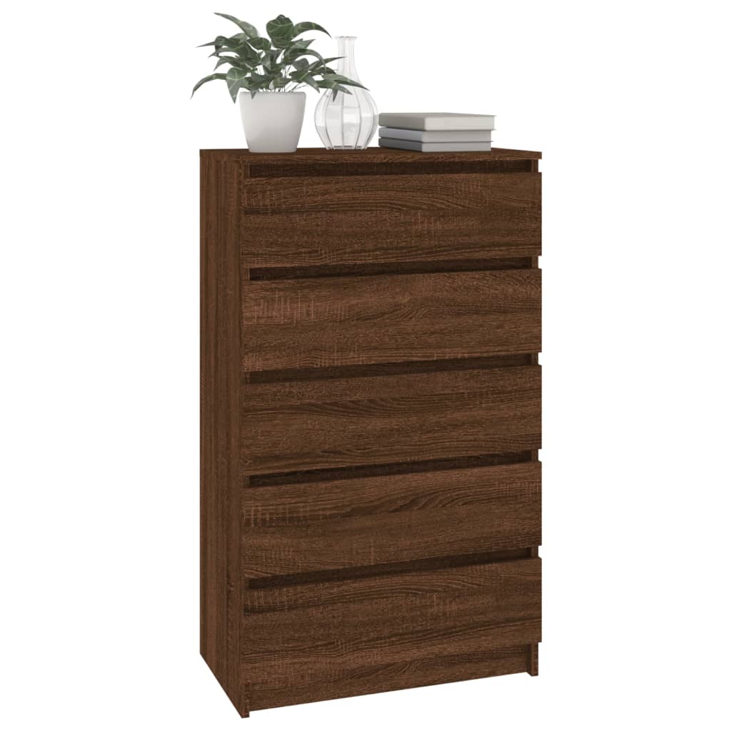 Barna tölgy szerelt fa fiókos szekrény 60 x 36 x 103 cm Barna tölgy szerelt fa fiókos szekrény 60 x 36 x 103 cm