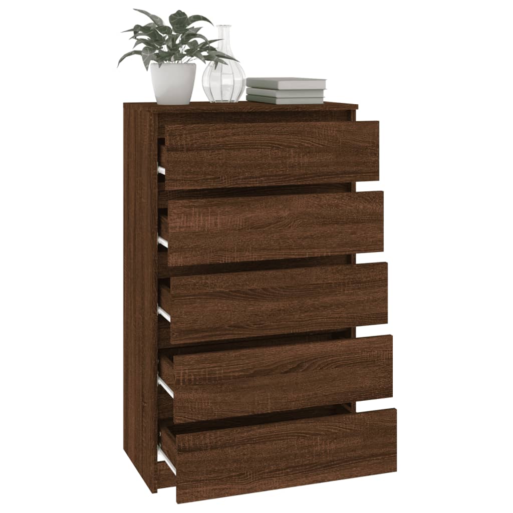 Barna tölgy szerelt fa fiókos szekrény 60 x 36 x 103 cm Barna tölgy szerelt fa fiókos szekrény 60 x 36 x 103 cm