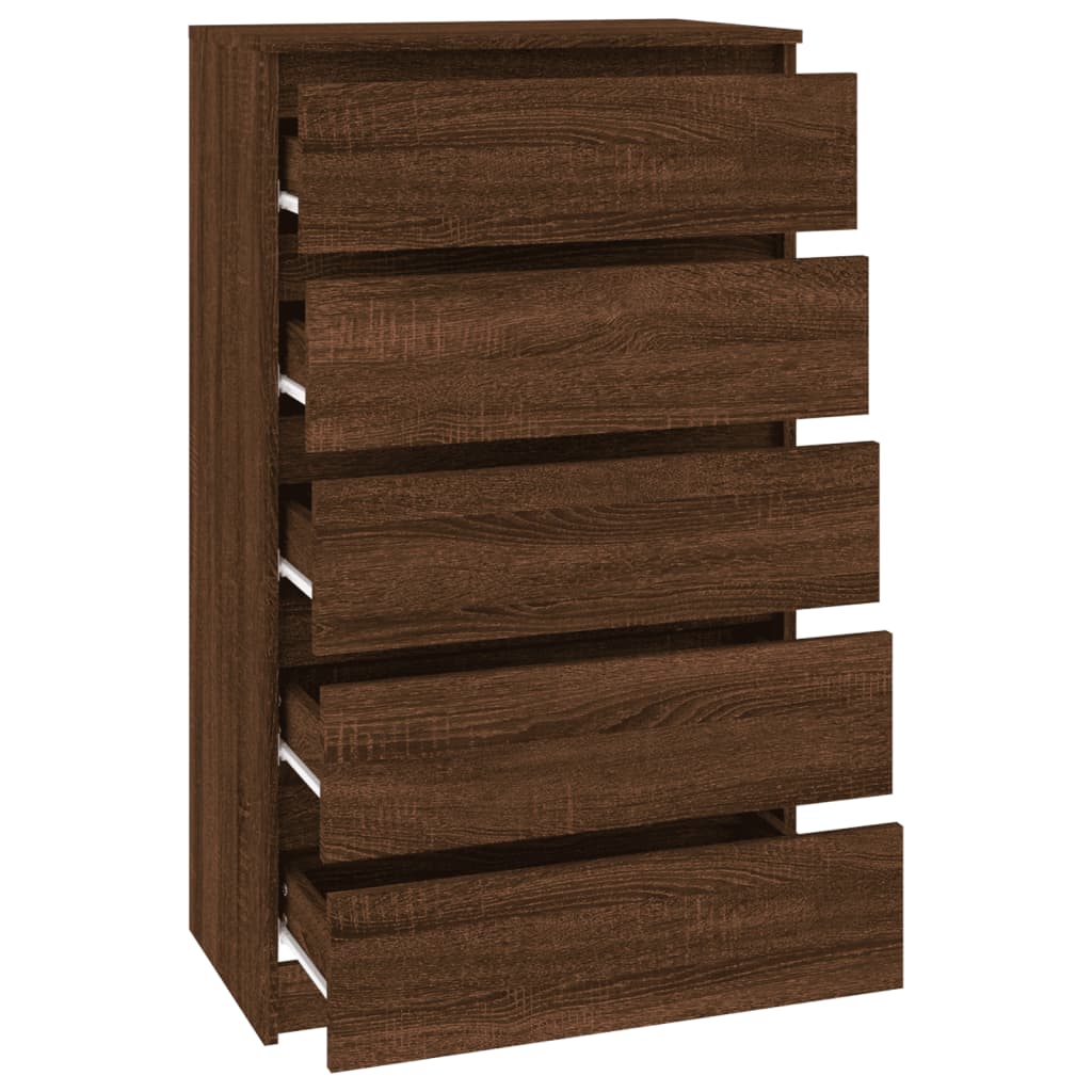 Barna tölgy szerelt fa fiókos szekrény 60 x 36 x 103 cm Barna tölgy szerelt fa fiókos szekrény 60 x 36 x 103 cm