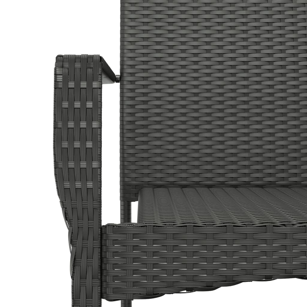 2 db fekete polyrattan kerti szék párnával