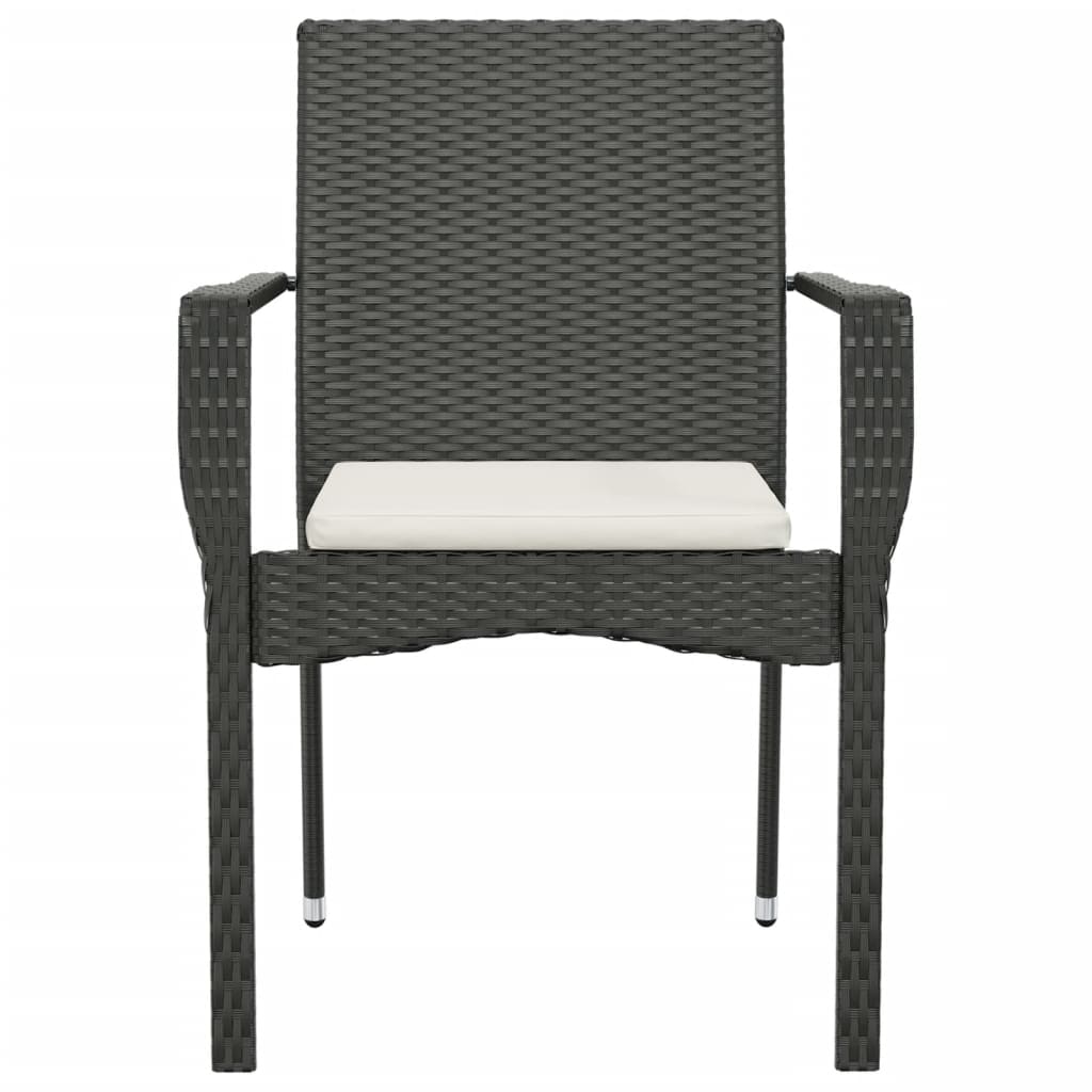 2 db fekete polyrattan kerti szék párnával