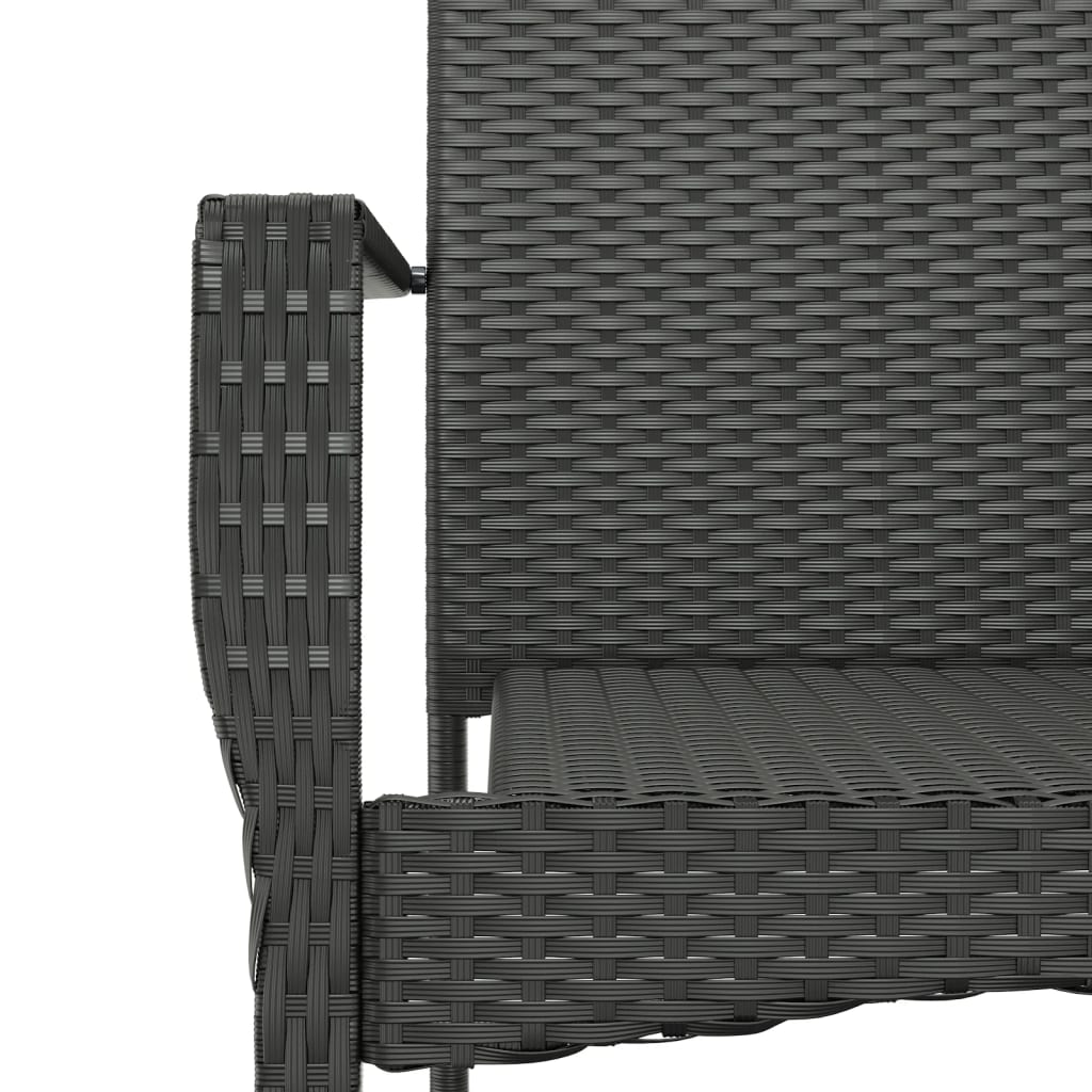 2 db fekete polyrattan kerti szék párnával