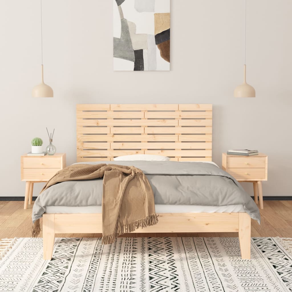 Tömör fenyőfa fali fejtámla 126 x 3 x 63 cm