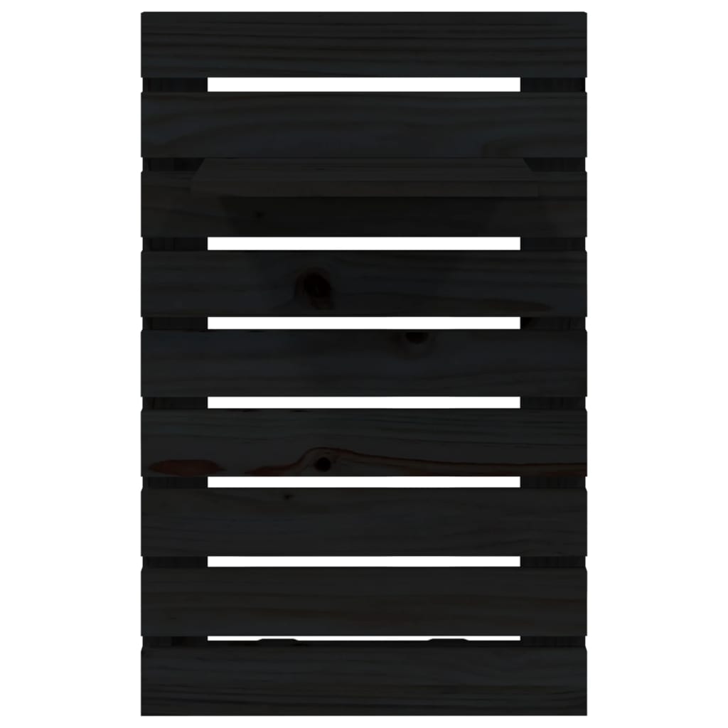 2 db fekete tömör fenyőfa falra szerelhető éjjeli polc