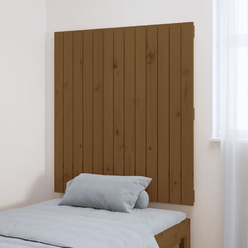 Mézbarna tömör fenyőfa fali fejtámla 82,5x3x90 cm