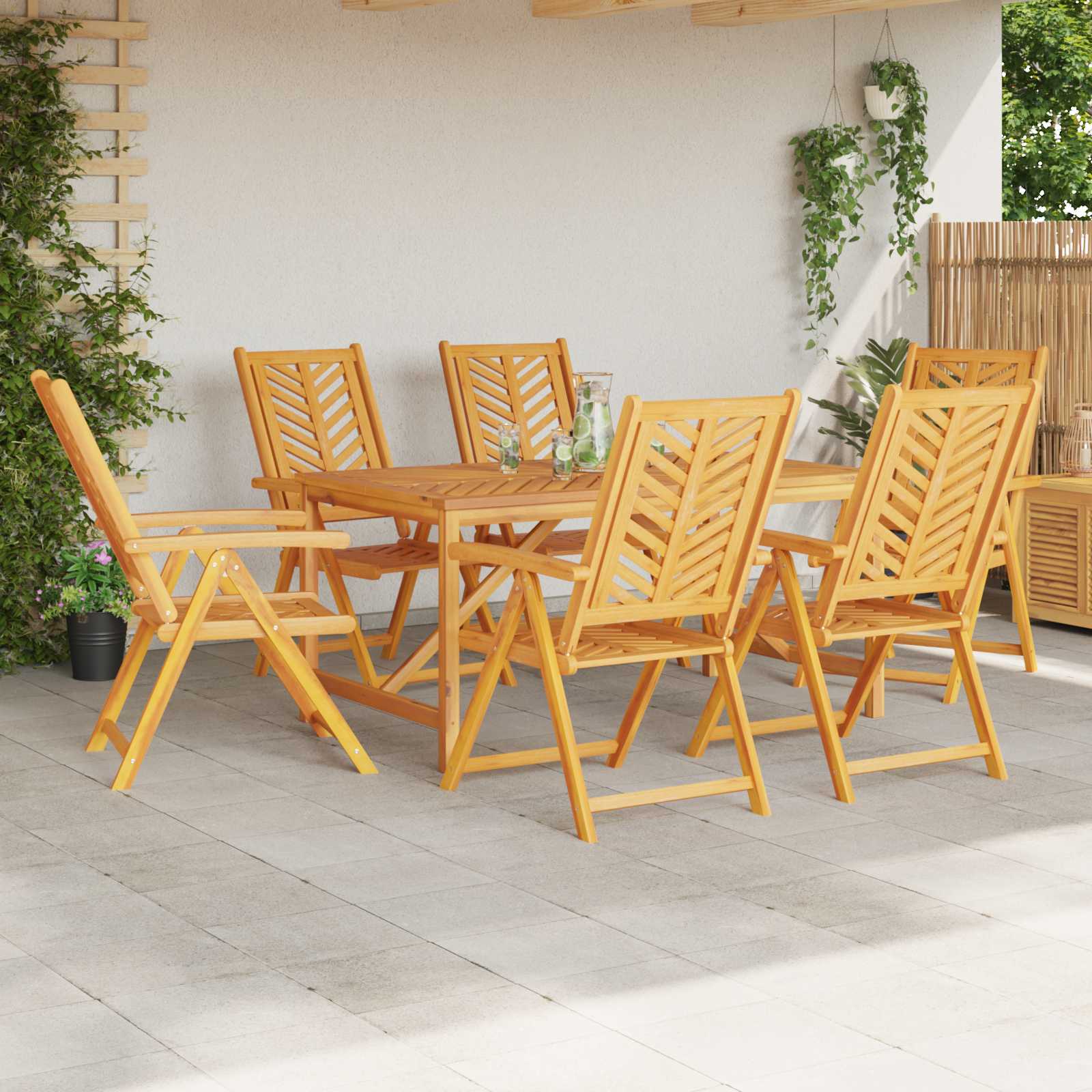 Kerti szék 6 pcs barna 57 x 72 x 109 cm tömör akácfa