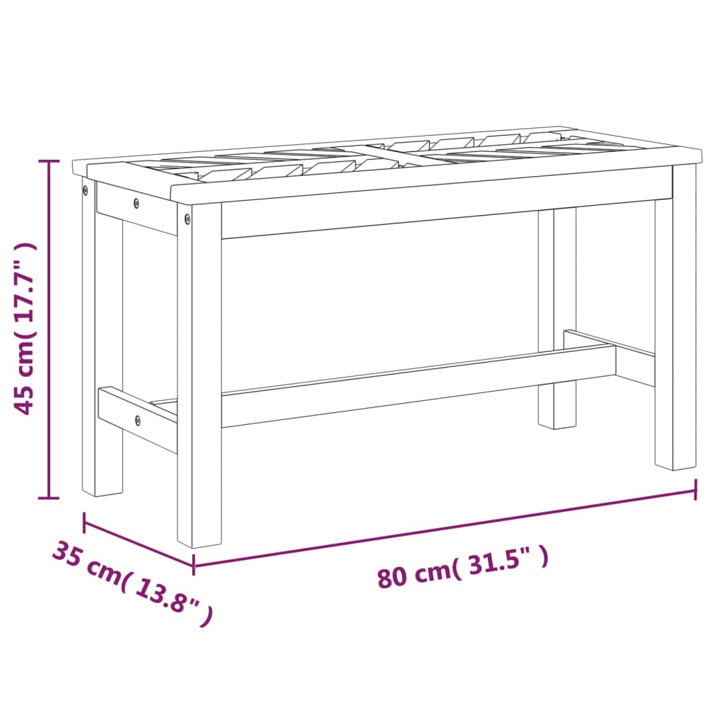Tömör akácfa kerti pad 80 cm