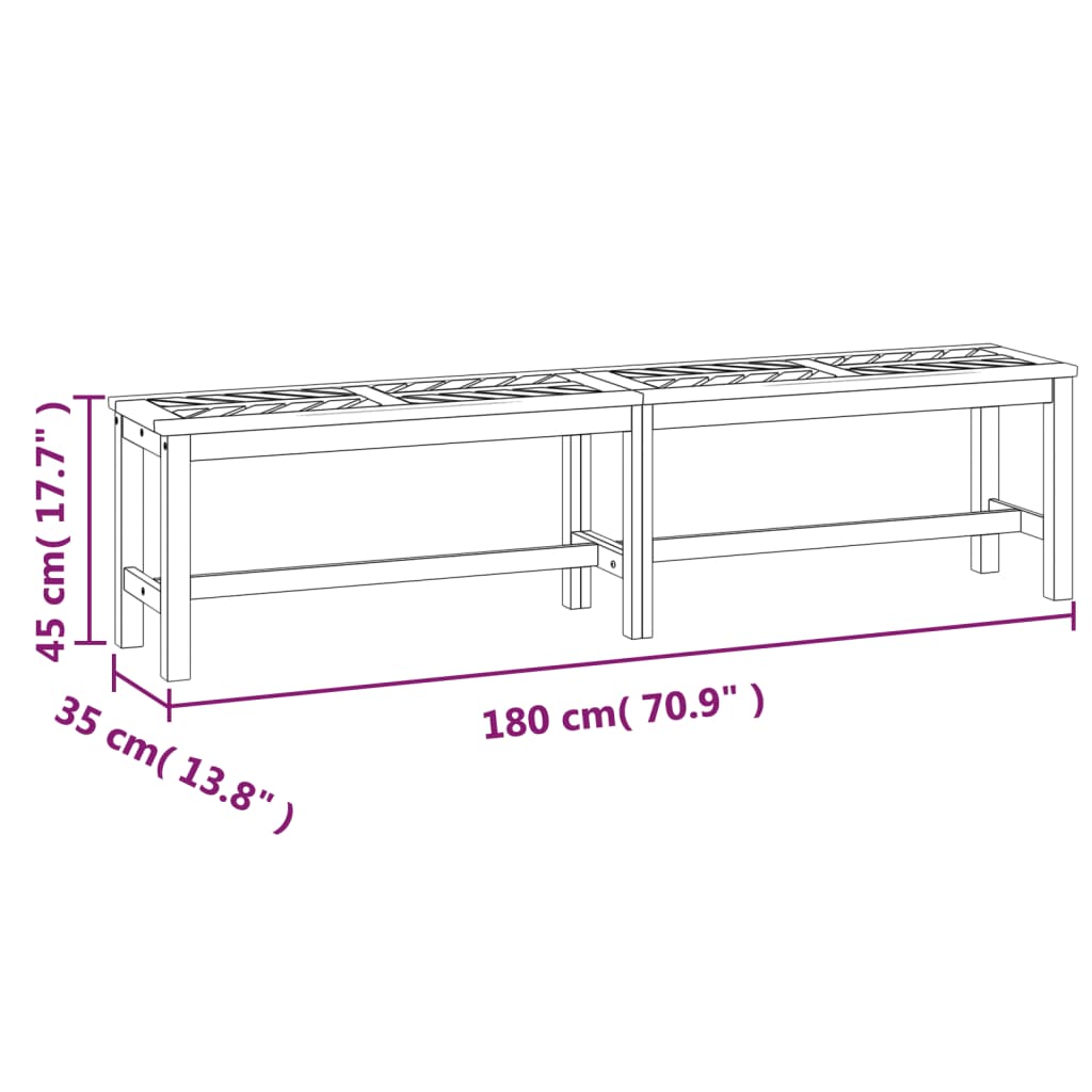 Tömör akácfa kerti pad 180 cm